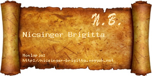 Nicsinger Brigitta névjegykártya